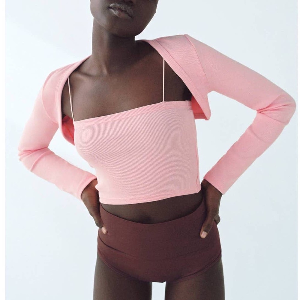 ZARA Ribbed Bolero Cardigan & Tank